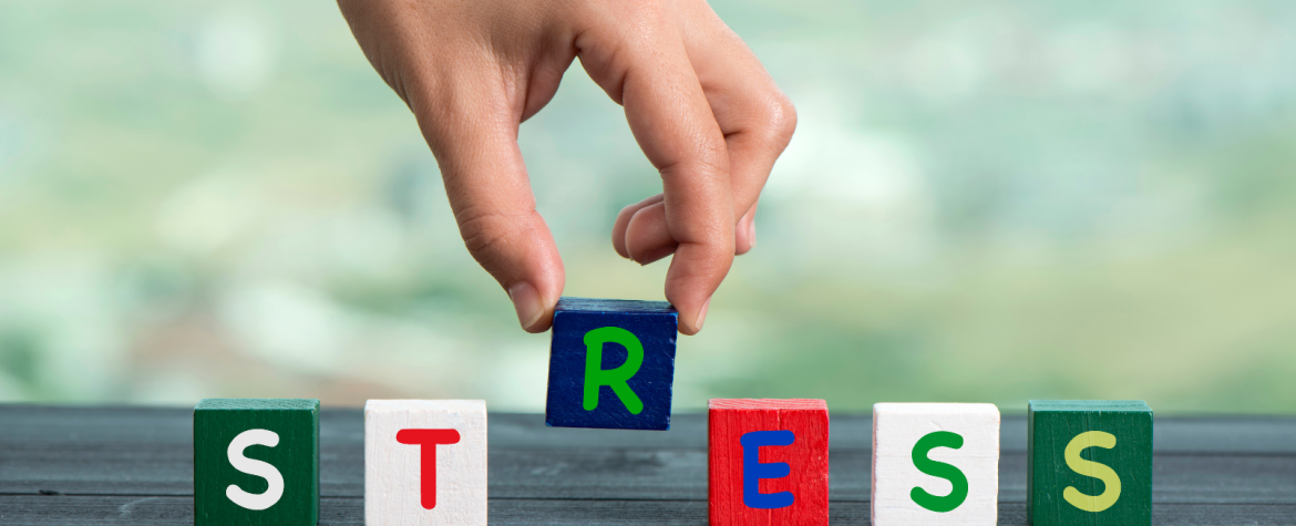 Illustration of letter blocks spelling Stress