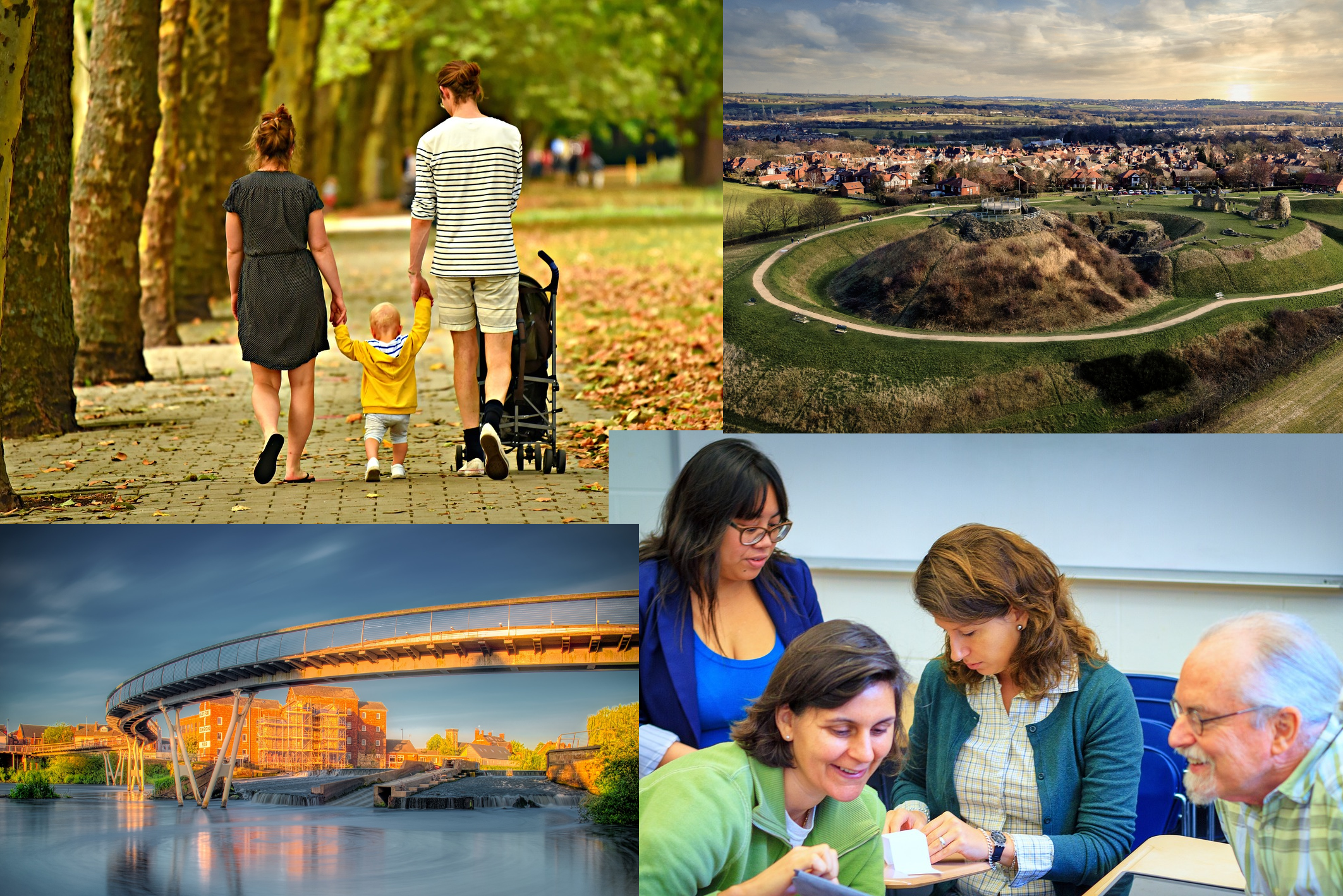 A composite image of places and people which represent our what we do and the Wakefield district