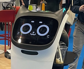 A robot with a cat face