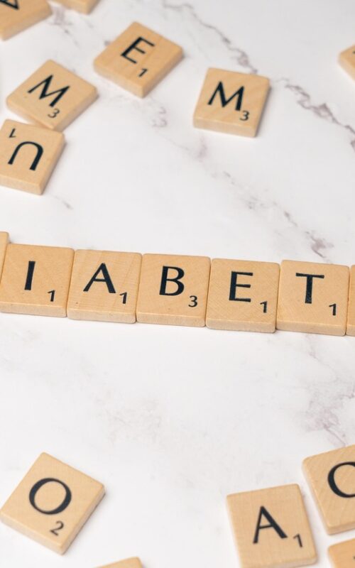 Letter tiles spelling out the word diabetes