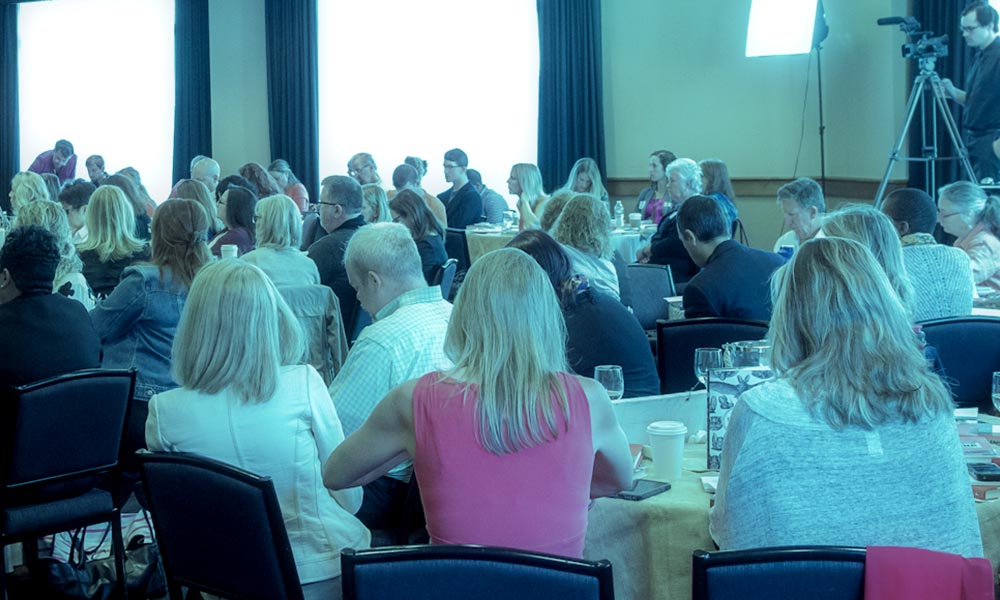 Lots of colleagues at a training event.