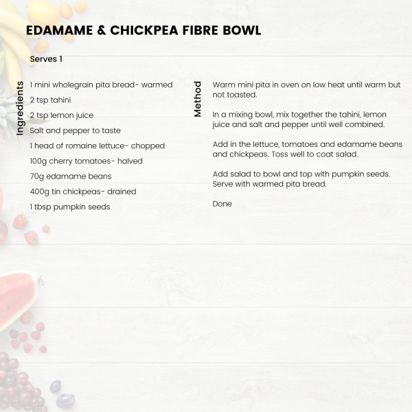 Recipe for Edamame Chickpea Fibre Bowl